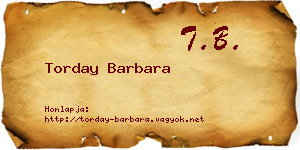 Torday Barbara névjegykártya